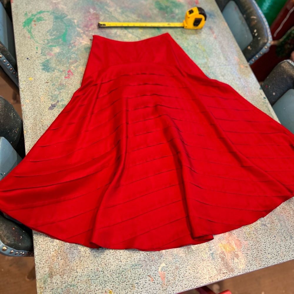 Ruby Red Silk Skirt